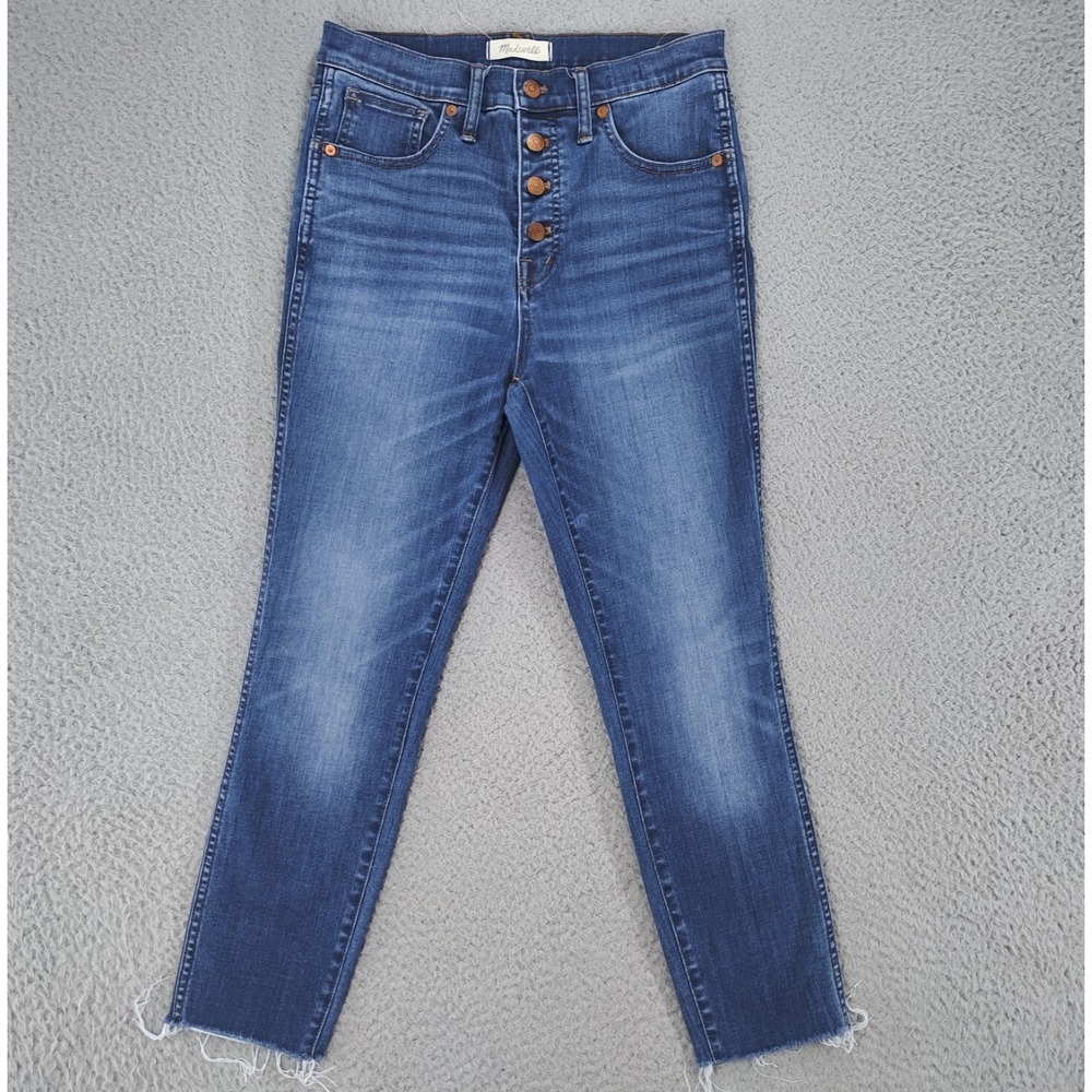Madewell 10" High-Rise Skinny Crop Jeans Womens 28x24 Dark Wash Button Fly